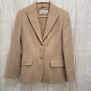 MaxMara 100% Camelhair Blazer Tan Women’s 6 Two Button Made in Italy Designer